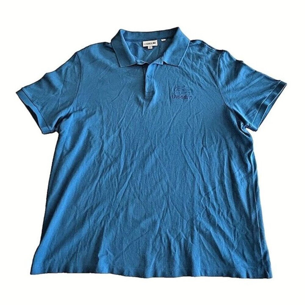 Men 4XL Lacoste Aqua Blue Polo Golf Collared Short Sleeve Shirt 100%‎ Cotton